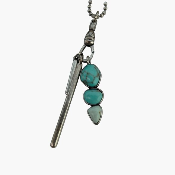 Lucky Brand Turquoise Silver Pendant Necklace Multi Way Charm Accents - Picture 9 of 16